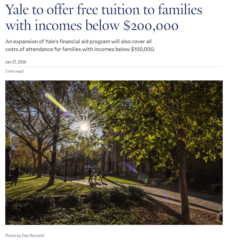 重磅！耶鲁大学突然官宣家庭年收入20万刀以下学费全免！泼天的富贵这次轮到国际生啦？